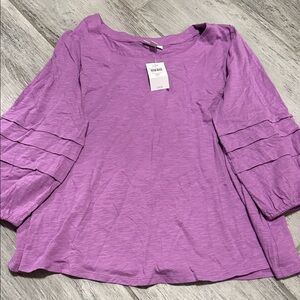 J Jill Women's Violet Purple Boho Peasant Style Top Medium Petite NWT